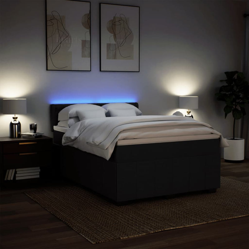 vidaXL Box Spring Bed with Mattress Black Queen Fabric