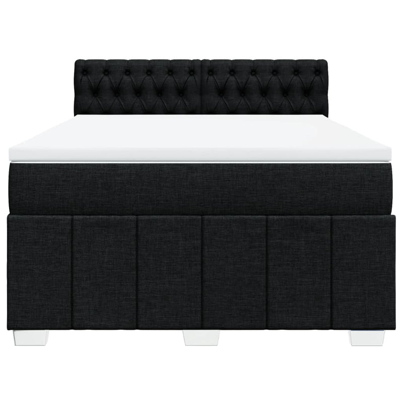 vidaXL Box Spring Bed with Mattress Black Queen Fabric