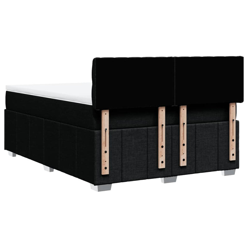 vidaXL Box Spring Bed with Mattress Black Queen Fabric