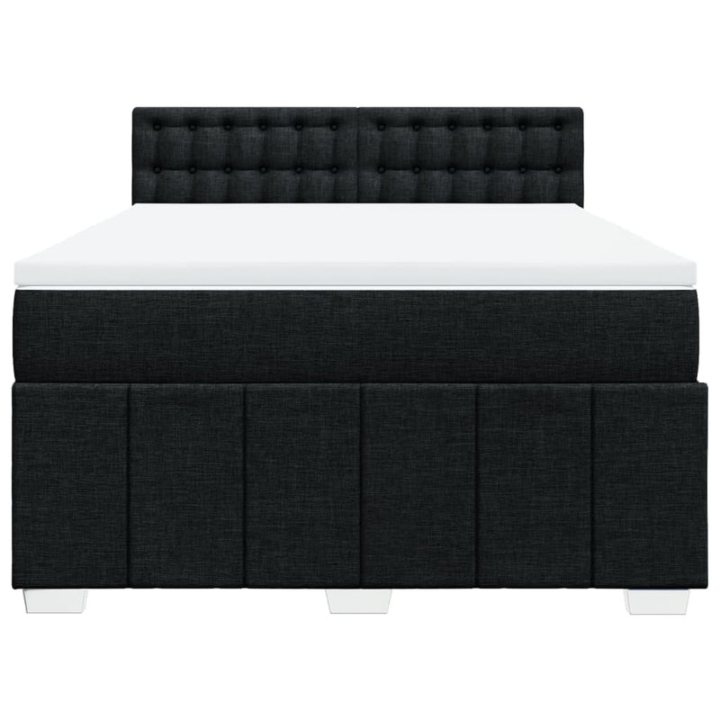 vidaXL Box Spring Bed with Mattress Black Queen Fabric