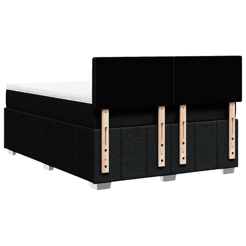 vidaXL Box Spring Bed with Mattress Black Queen Fabric
