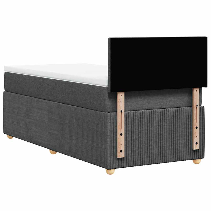 vidaXL Box Spring Bed with Mattress Light Grey King Single Fabric
