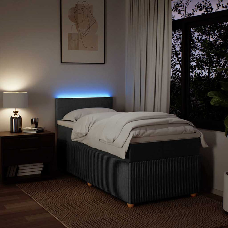 vidaXL Box Spring Bed with Mattress Light Grey King Single Fabric