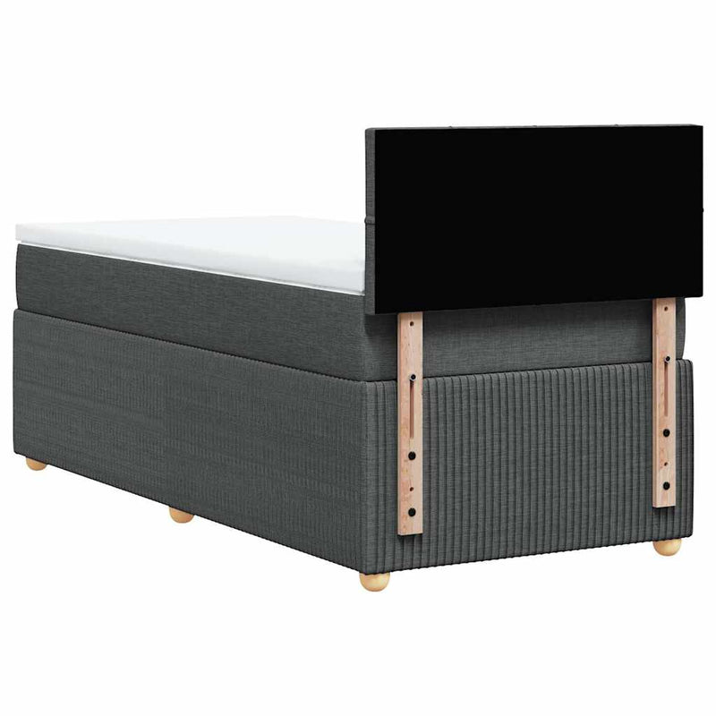 vidaXL Box Spring Bed with Mattress Light Grey King Single Fabric