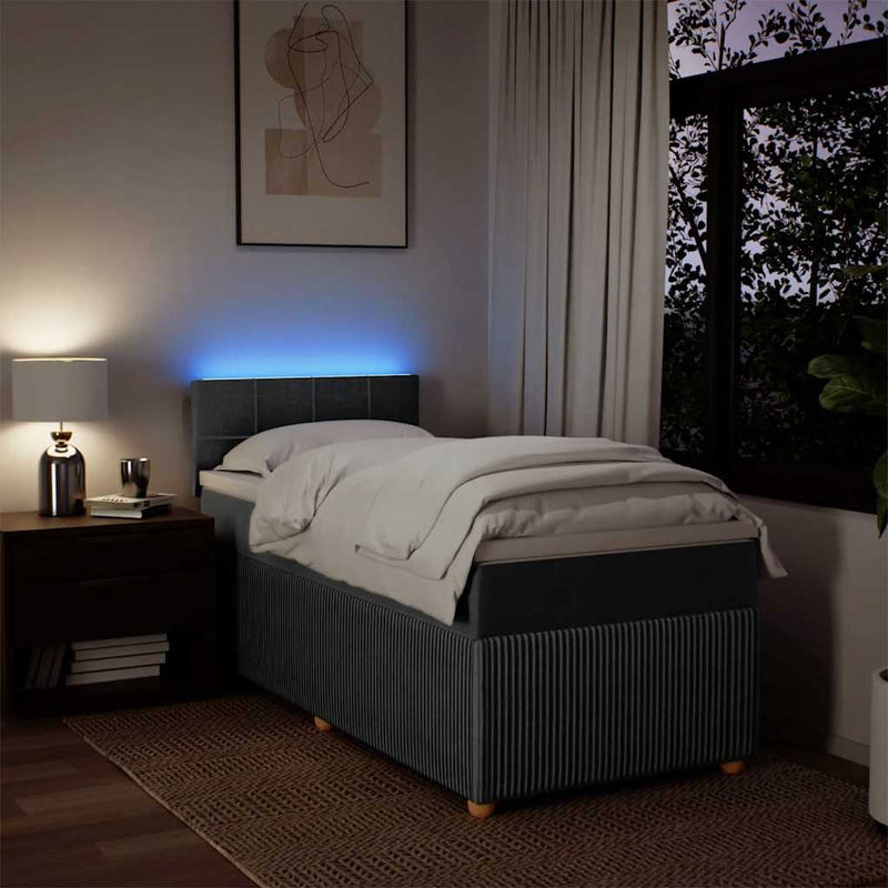 vidaXL Box Spring Bed with Mattress Light Grey King Single Fabric