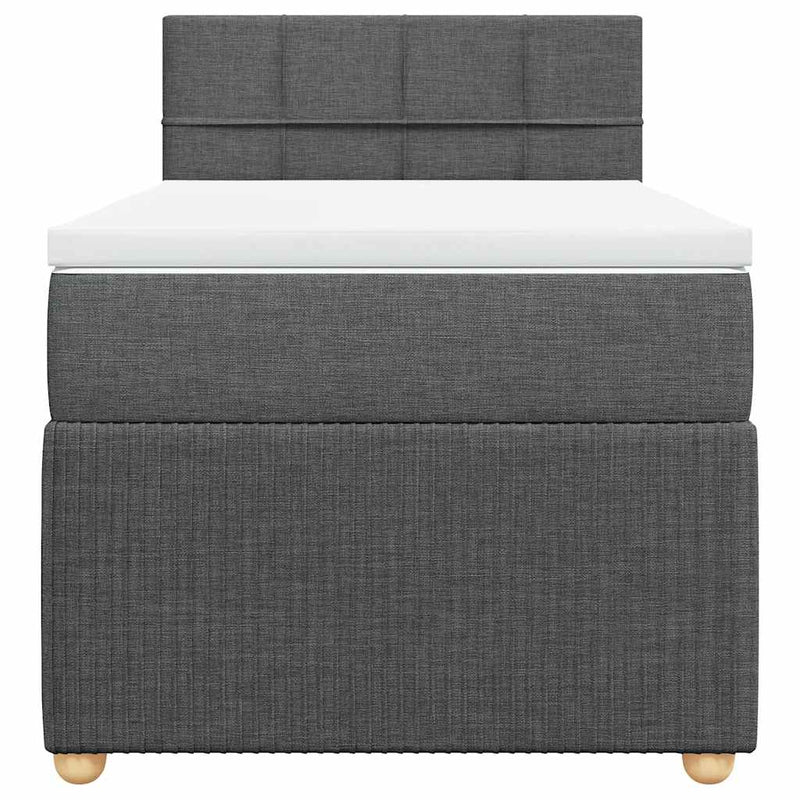 vidaXL Box Spring Bed with Mattress Light Grey King Single Fabric
