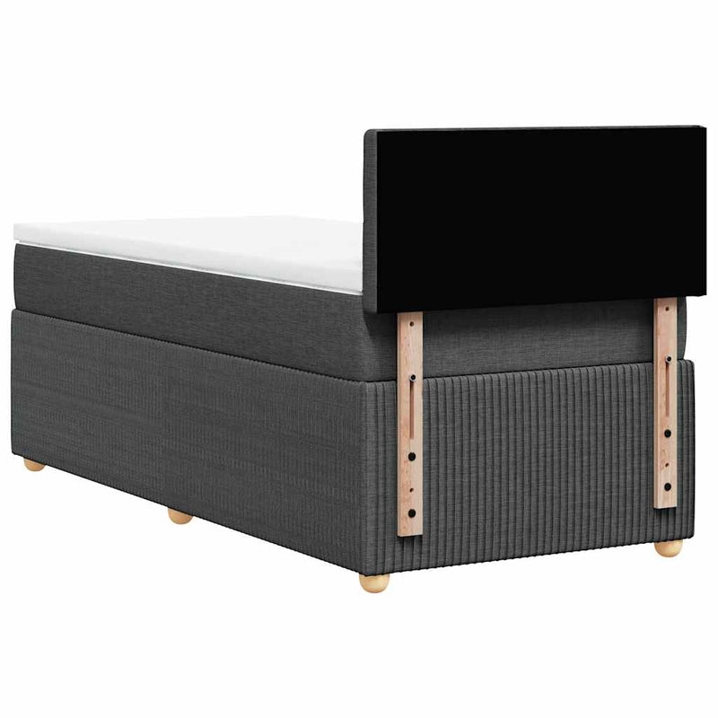 vidaXL Box Spring Bed with Mattress Light Grey King Single Fabric