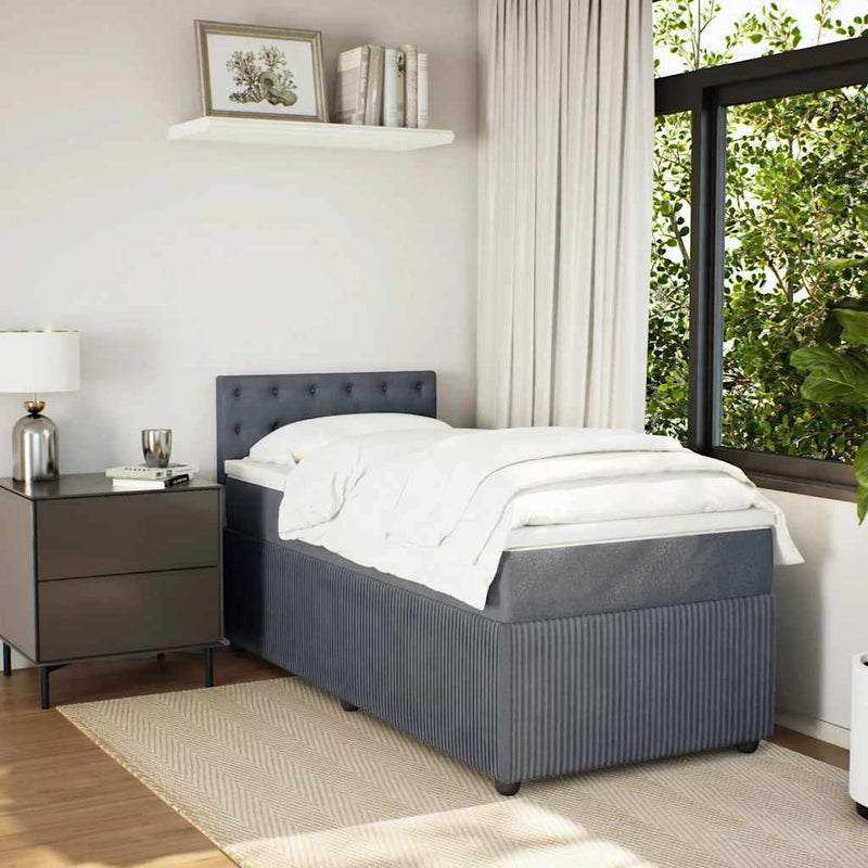 vidaXL Box Spring Bed with Mattress Light Grey King Single Fabric