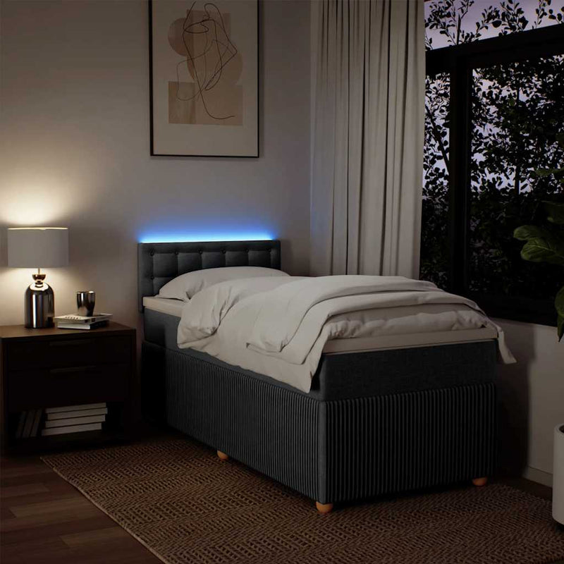 vidaXL Box Spring Bed with Mattress Light Grey King Single Fabric