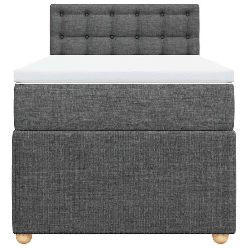 vidaXL Box Spring Bed with Mattress Light Grey King Single Fabric