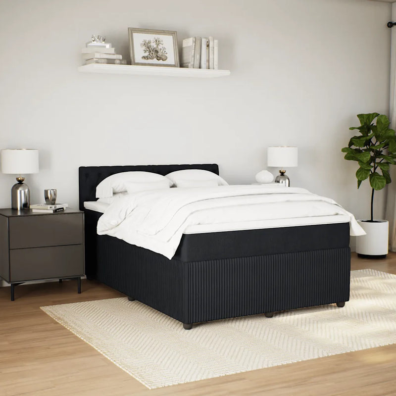 Box Spring Bed with Mattress Dark Grey Double Fabric