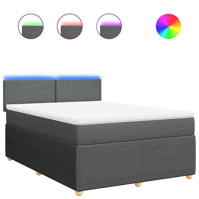 vidaXL Box Spring Bed with Mattress Light Grey Queen Fabric