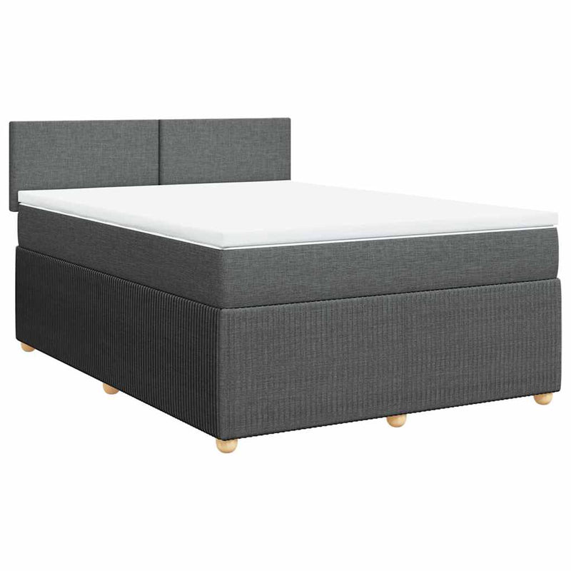 vidaXL Box Spring Bed with Mattress Light Grey Queen Fabric