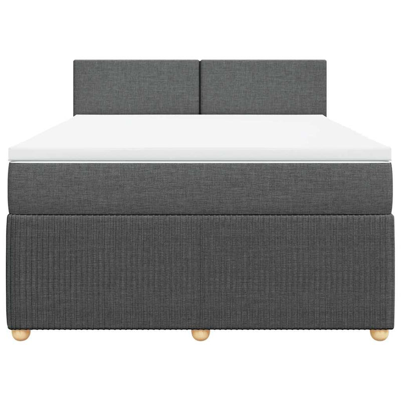 vidaXL Box Spring Bed with Mattress Light Grey Queen Fabric