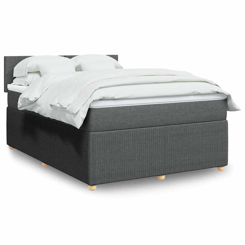vidaXL Box Spring Bed with Mattress Light Grey Queen Fabric