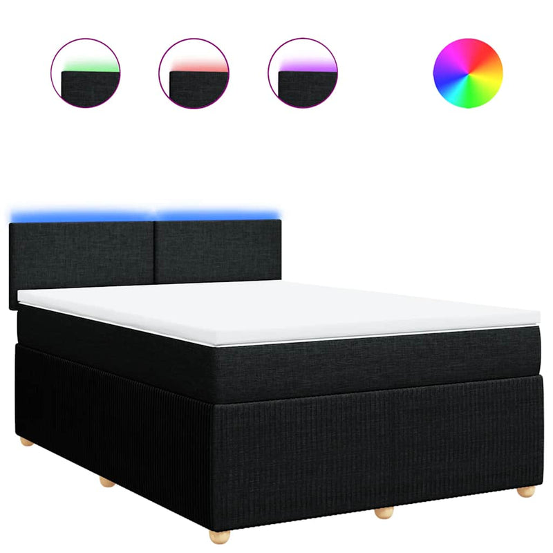 vidaXL Box Spring Bed with Mattress Dark Grey Queen Fabric