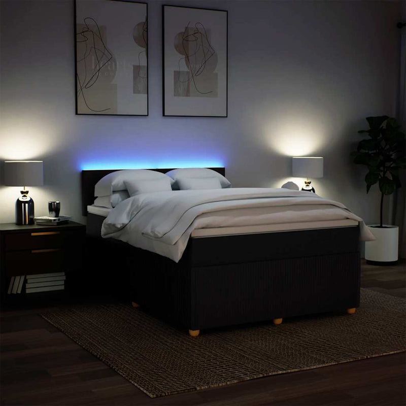 vidaXL Box Spring Bed with Mattress Dark Grey Queen Fabric
