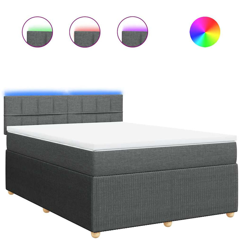 vidaXL Box Spring Bed with Mattress Light Grey Queen Fabric