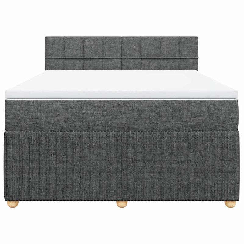 vidaXL Box Spring Bed with Mattress Light Grey Queen Fabric