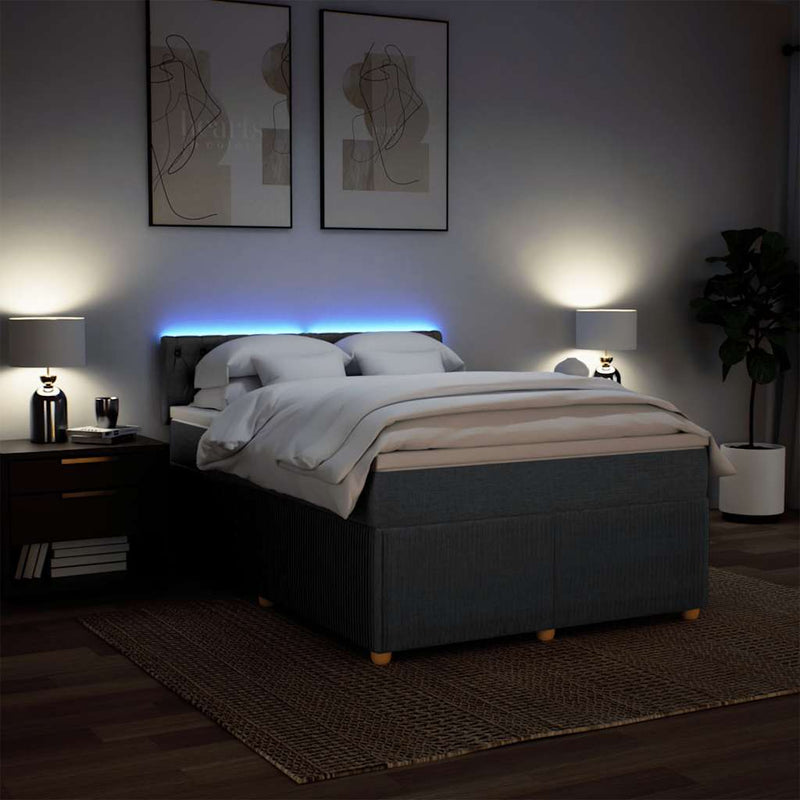 vidaXL Box Spring Bed with Mattress Light Grey Queen Fabric
