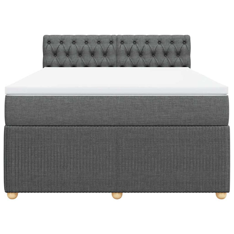 vidaXL Box Spring Bed with Mattress Light Grey Queen Fabric
