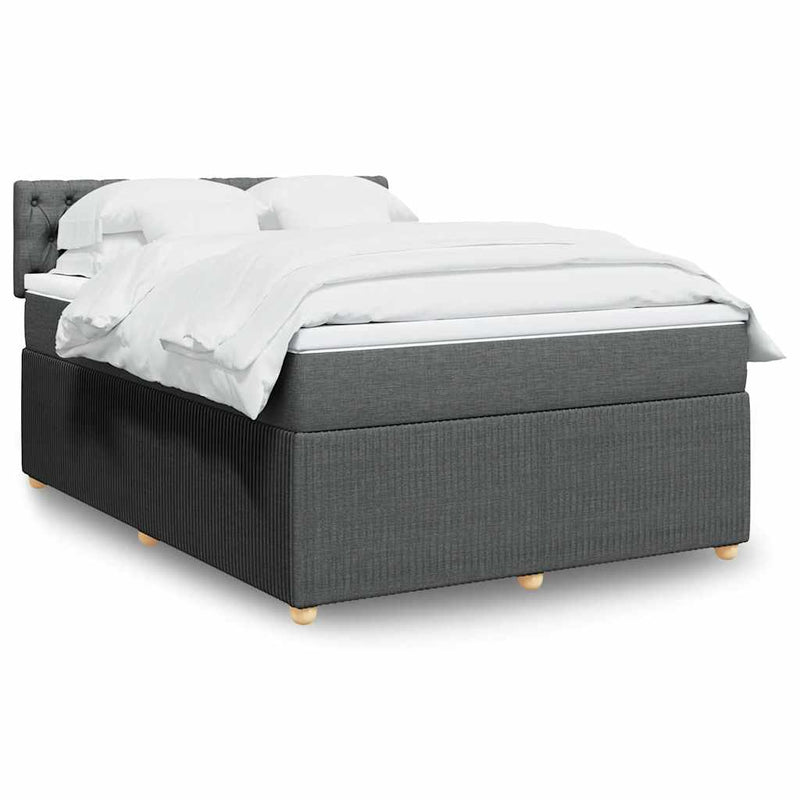 vidaXL Box Spring Bed with Mattress Light Grey Queen Fabric