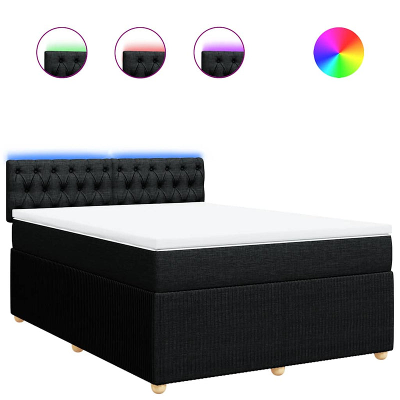 vidaXL Box Spring Bed with Mattress Dark Grey Queen Fabric