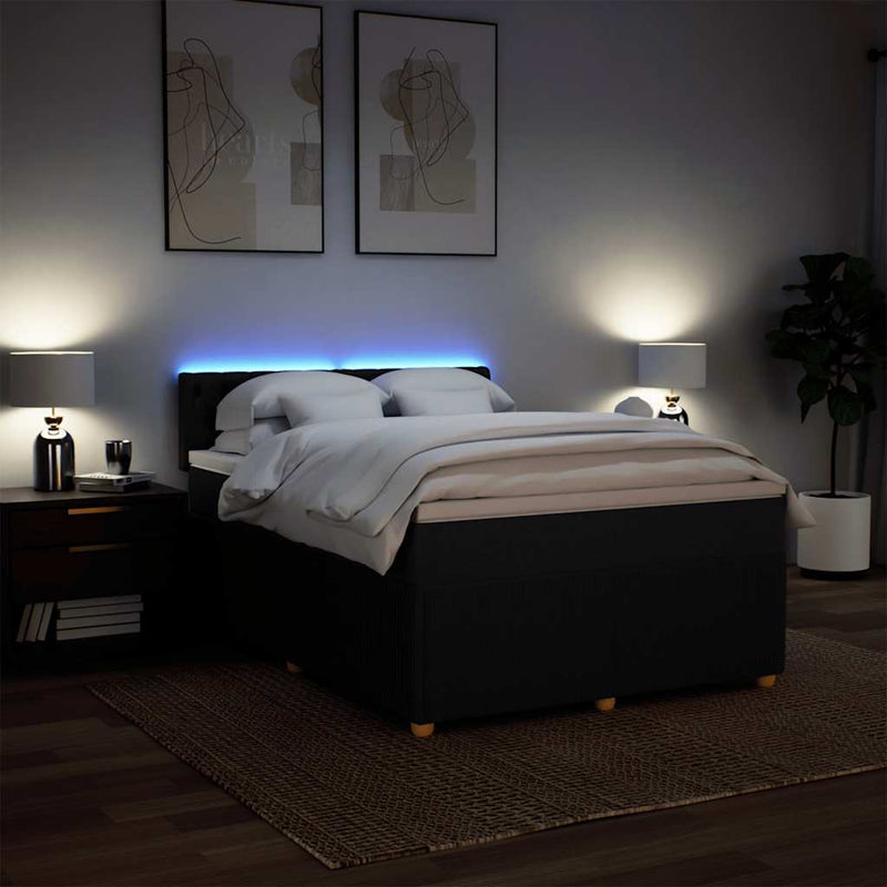 vidaXL Box Spring Bed with Mattress Dark Grey Queen Fabric