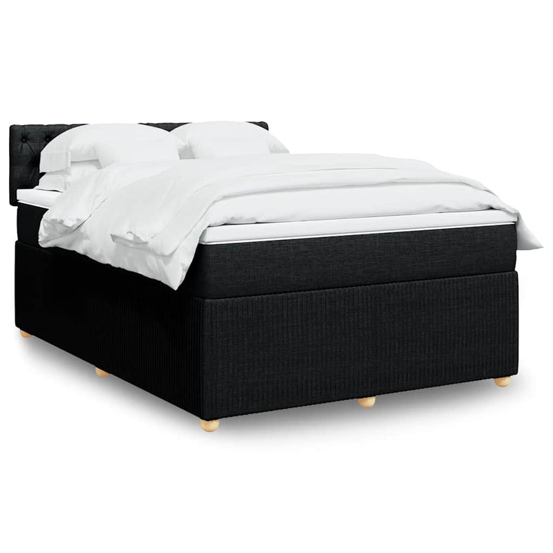 vidaXL Box Spring Bed with Mattress Dark Grey Queen Fabric