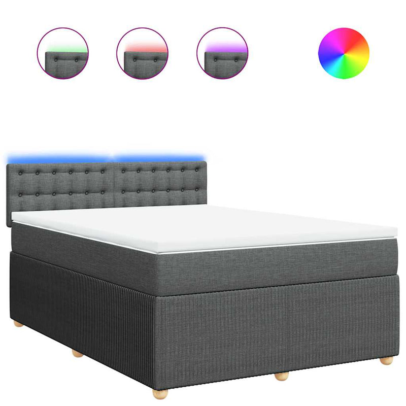 vidaXL Box Spring Bed with Mattress Light Grey Queen Fabric