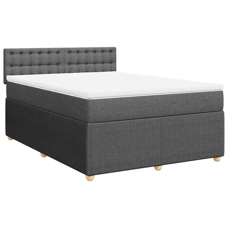 vidaXL Box Spring Bed with Mattress Light Grey Queen Fabric