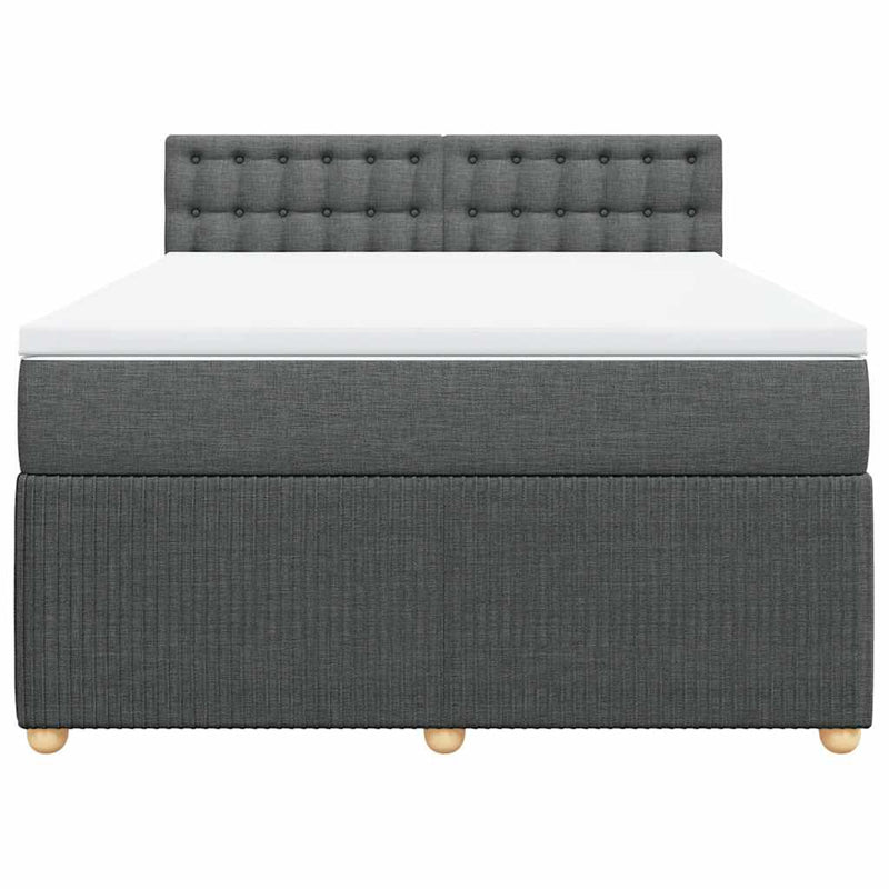 vidaXL Box Spring Bed with Mattress Light Grey Queen Fabric