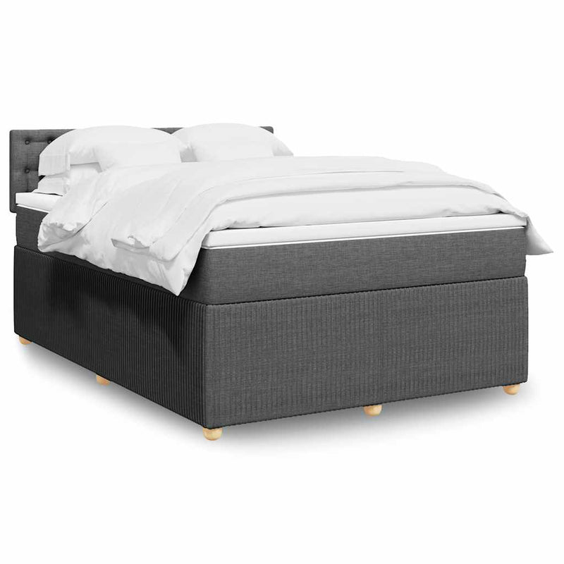 vidaXL Box Spring Bed with Mattress Light Grey Queen Fabric