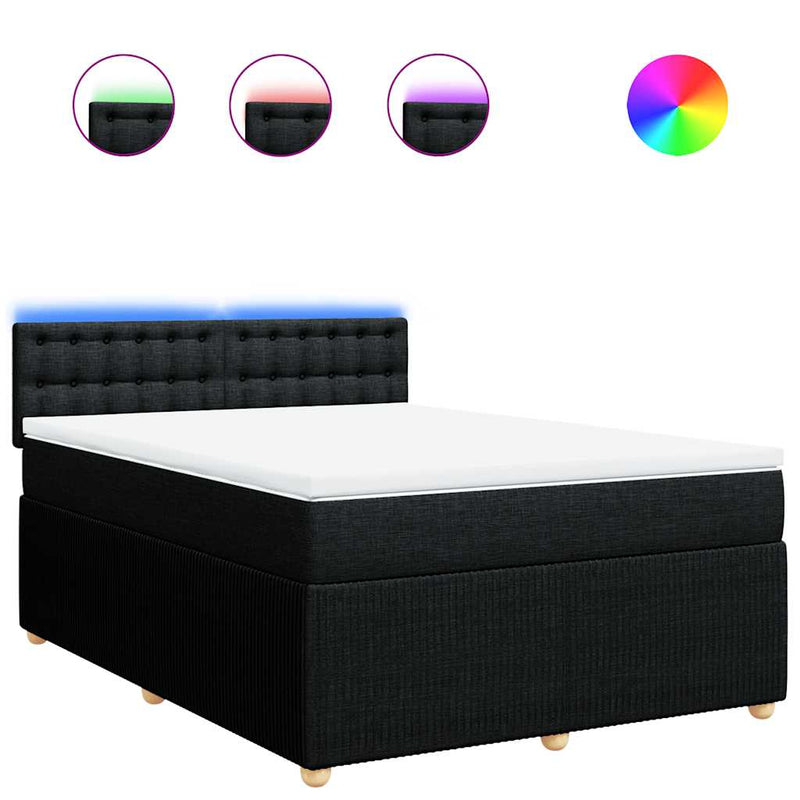vidaXL Box Spring Bed with Mattress Dark Grey Queen Fabric
