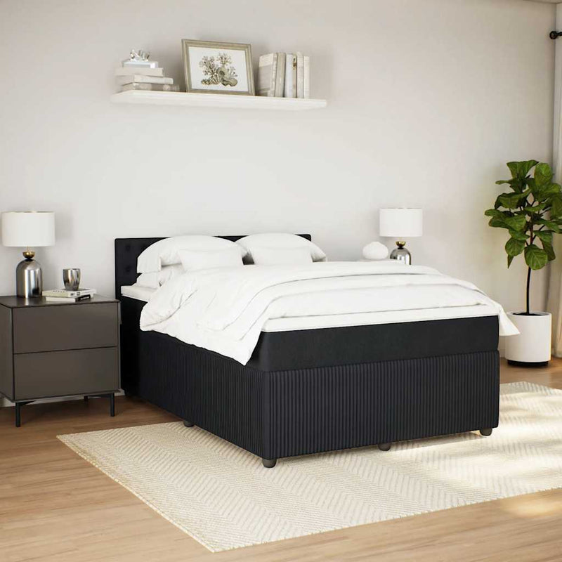 vidaXL Box Spring Bed with Mattress Dark Grey Queen Fabric