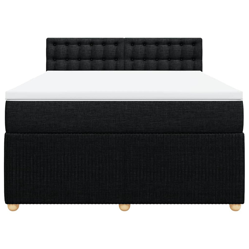 vidaXL Box Spring Bed with Mattress Dark Grey Queen Fabric