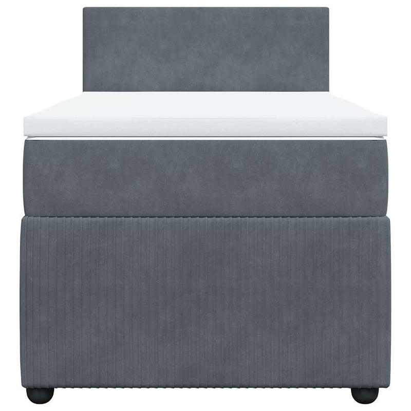 vidaXL Box Spring Bed with Mattress Dark Grey King Single Velvet