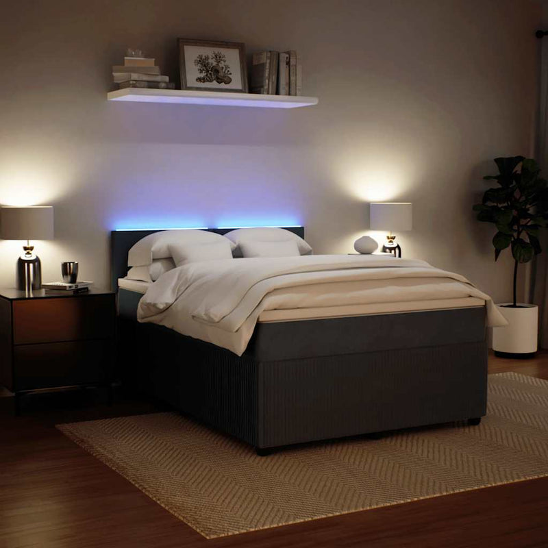 vidaXL Box Spring Bed with Mattress Dark Grey Queen Velvet