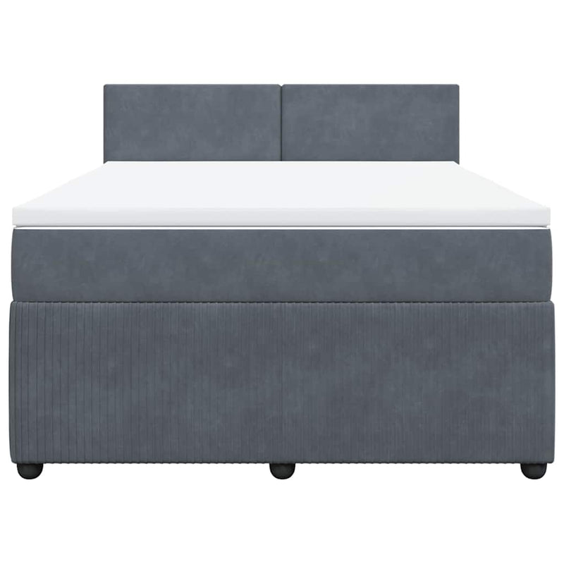 vidaXL Box Spring Bed with Mattress Dark Grey Queen Velvet
