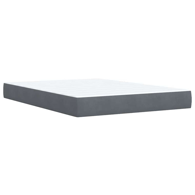 vidaXL Box Spring Bed with Mattress Dark Grey Queen Velvet