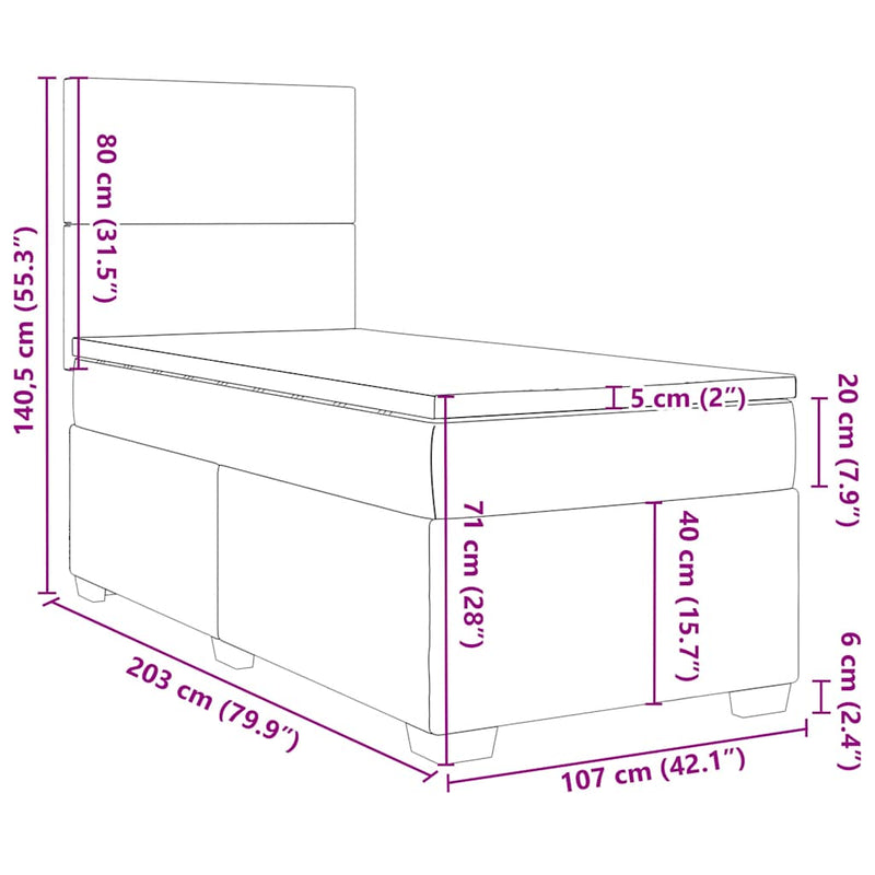 vidaXL Box Spring Bed with Mattress Dark Grey King Single Fabric