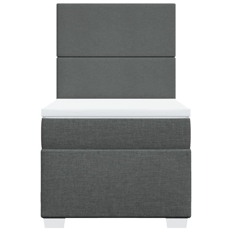 vidaXL Box Spring Bed with Mattress Dark Grey King Single Fabric