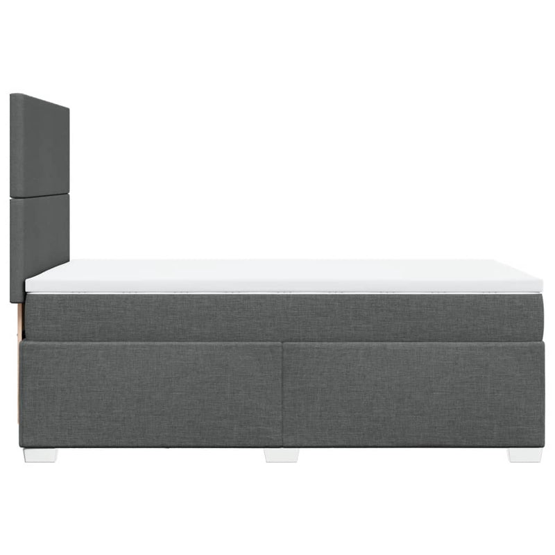 vidaXL Box Spring Bed with Mattress Dark Grey King Single Fabric