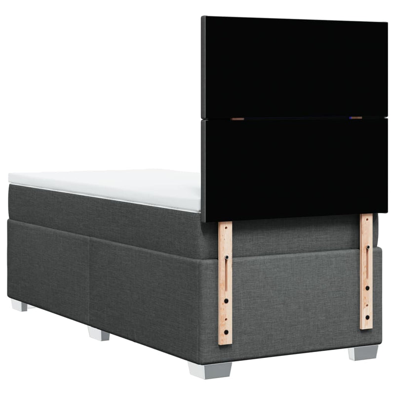 vidaXL Box Spring Bed with Mattress Dark Grey King Single Fabric