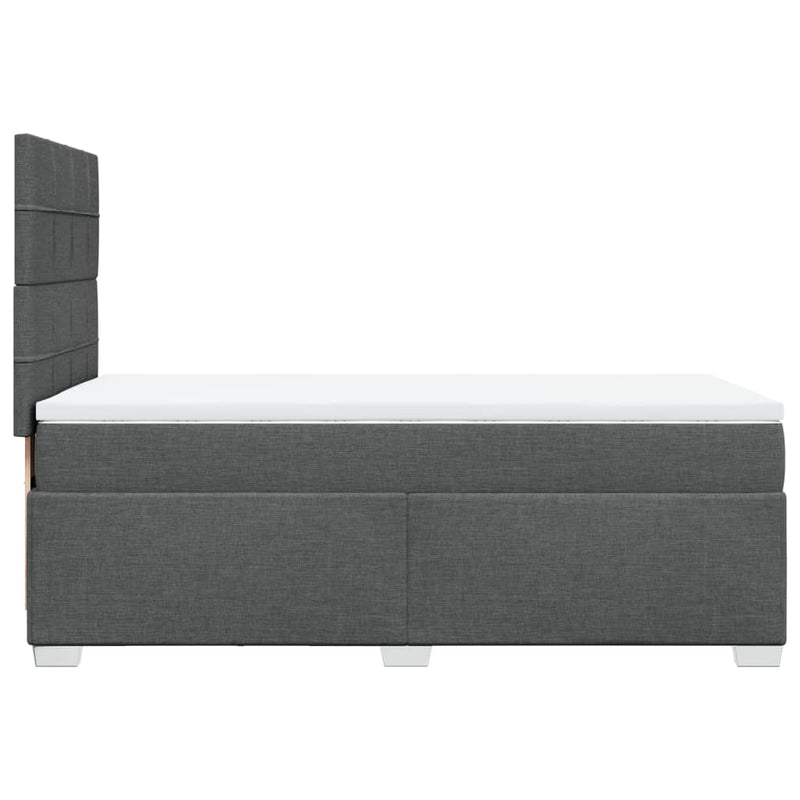 vidaXL Box Spring Bed with Mattress Dark Grey King Single Fabric