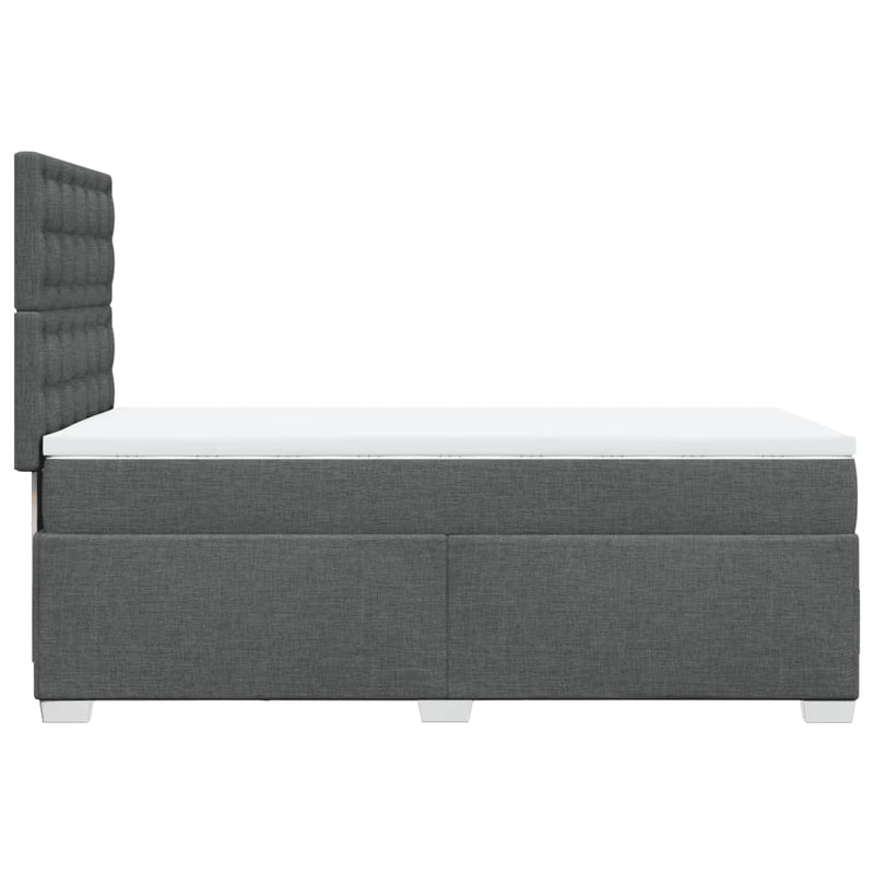 vidaXL Box Spring Bed with Mattress Dark Grey King Single Fabric