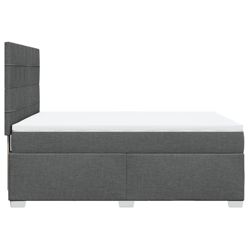vidaXL Box Spring Bed with Mattress Dark Grey Queen Fabric