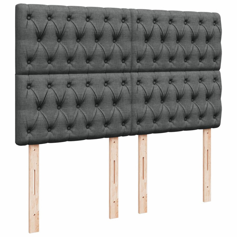 vidaXL Box Spring Bed with Mattress Dark Grey Queen Fabric