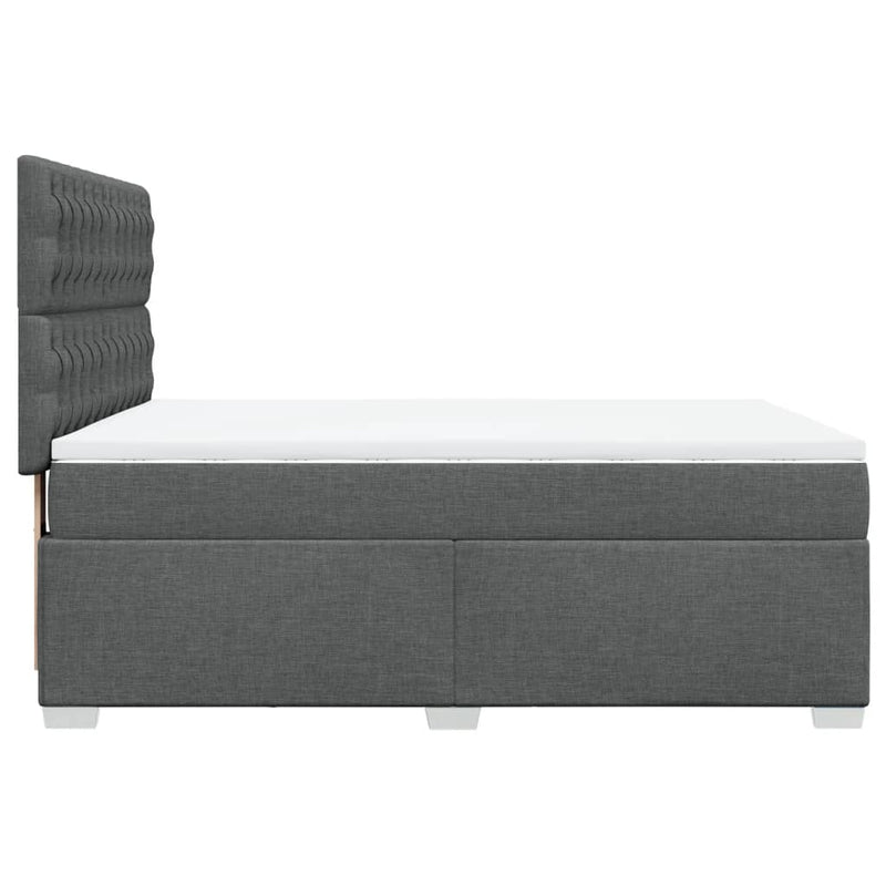 vidaXL Box Spring Bed with Mattress Dark Grey Queen Fabric