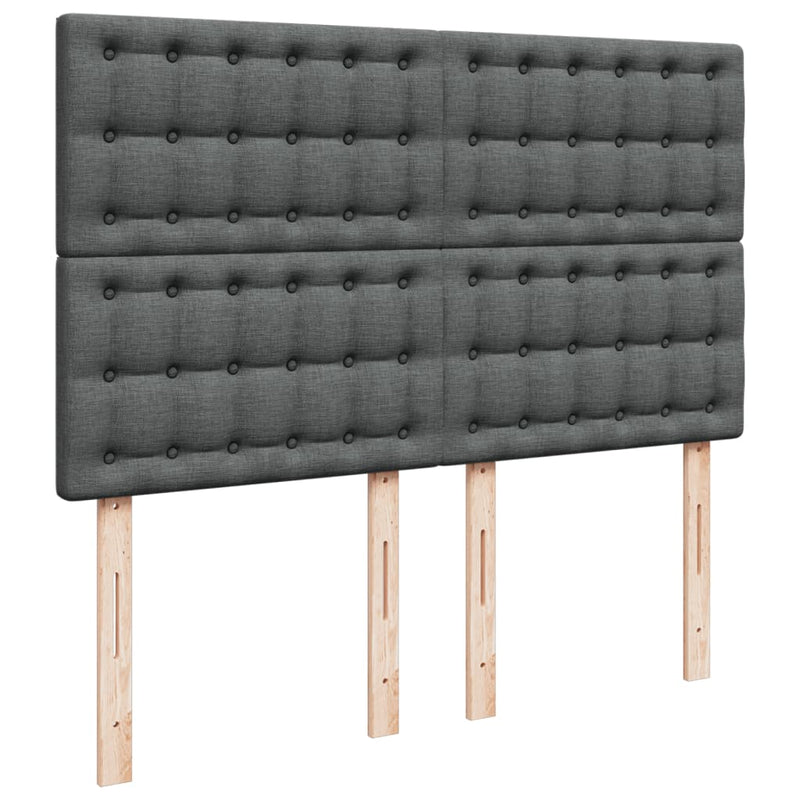 vidaXL Box Spring Bed with Mattress Dark Grey Queen Fabric
